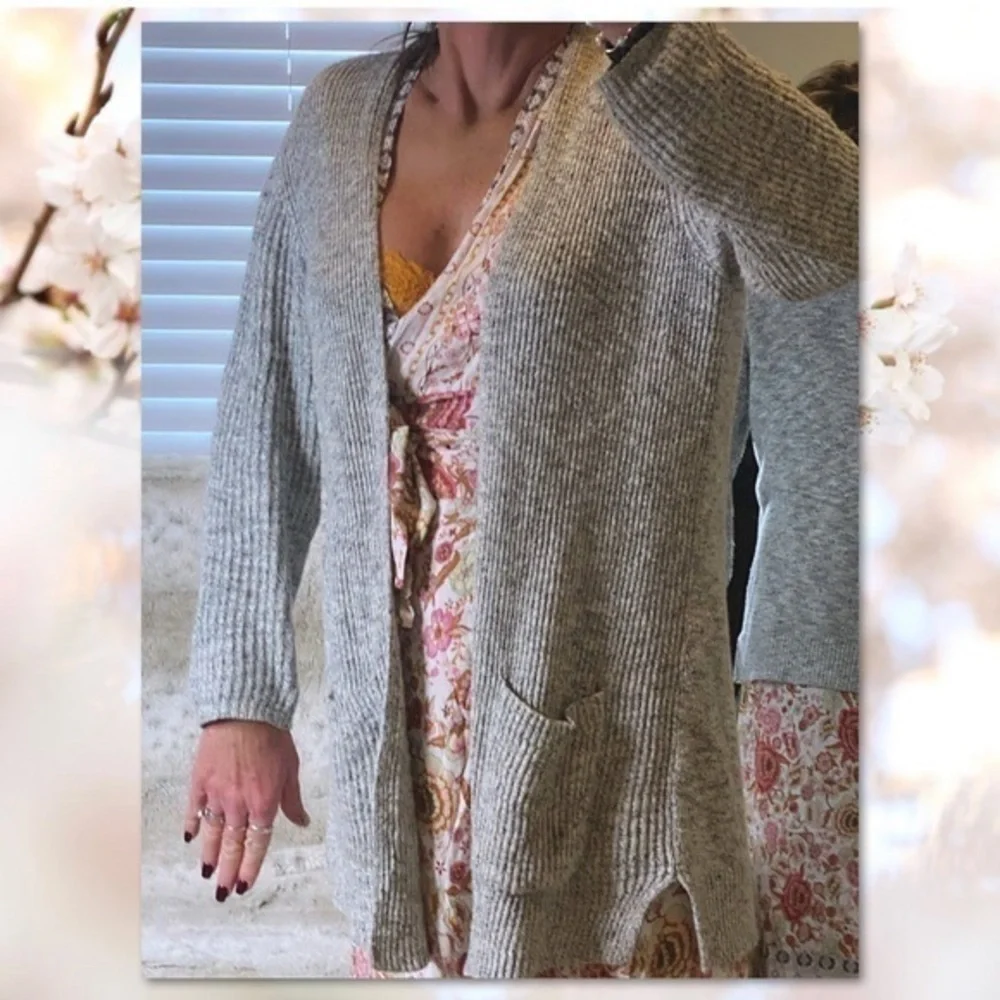 MADEWELL MARLED GREY SLOUCHY CARDIGAN SMALL